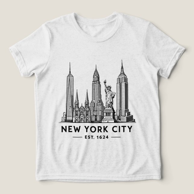 NYC Skyline Illustration with Statue of Liberty (Design frontal)
