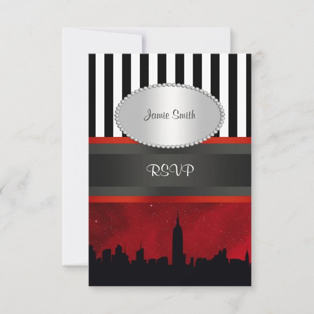 NYC Skyline Sil Red Sky Blk What Stripe P RSVP (Frente)