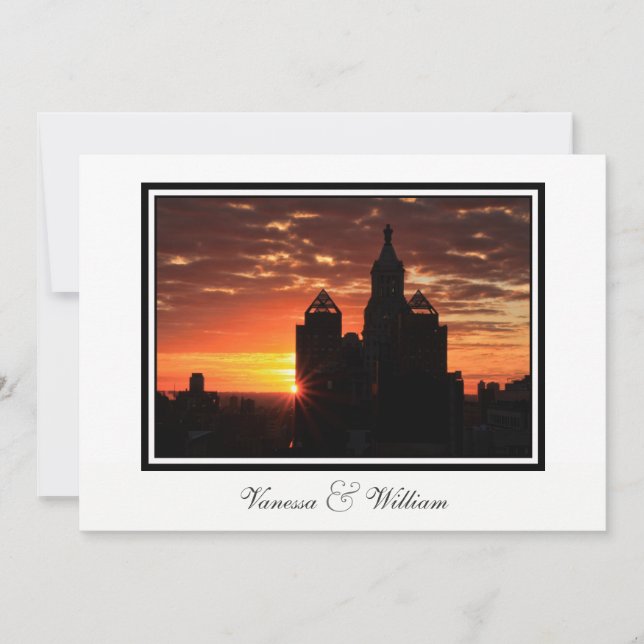NYC Skyline Sunrise Convite de casamento (Frente)
