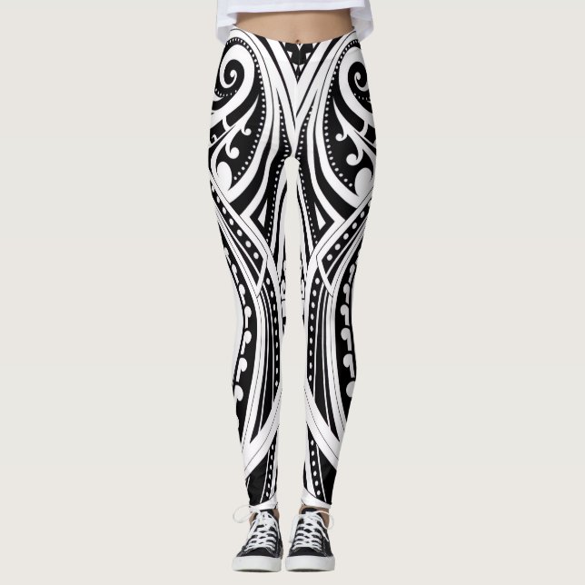 NZKULTURE treinador leggings Single Māori design (Frente)
