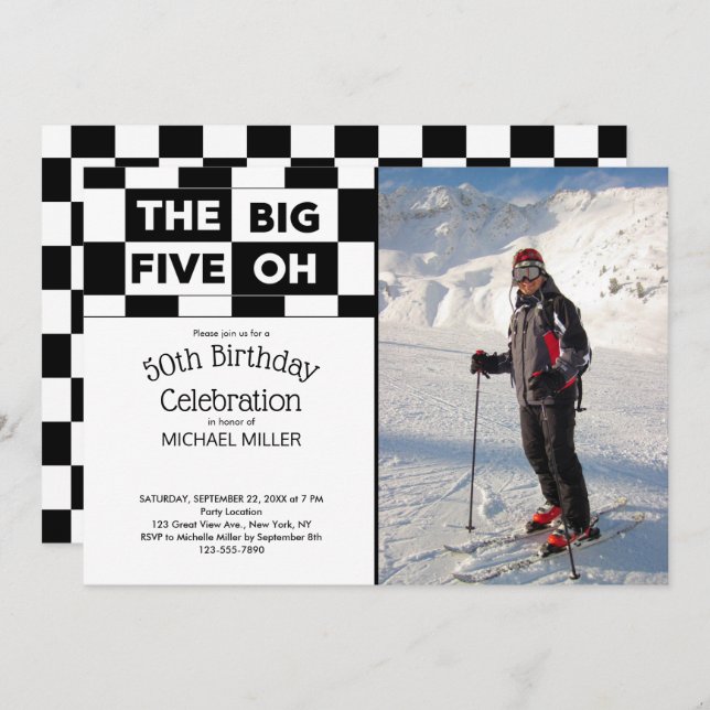 O 50.º Convite Fotográfico de Aniversário (Frente/Verso)