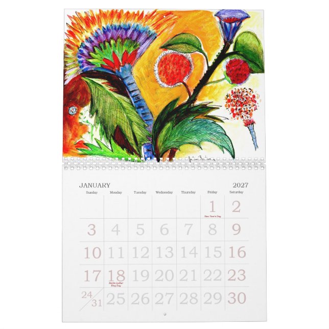 O abstrato floresce o calendário (Jan 2027)