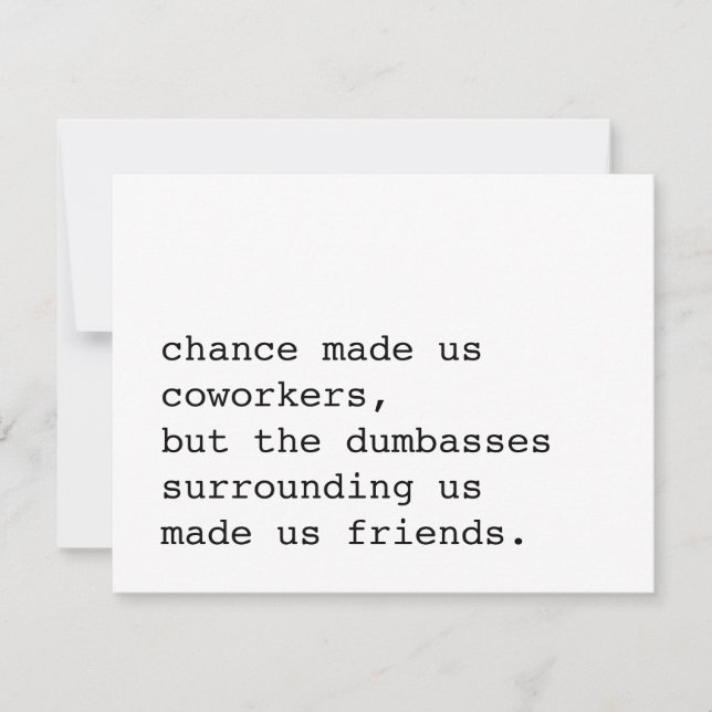 o acaso fez-nos colegas de trabalho / cartão engra (Frente)