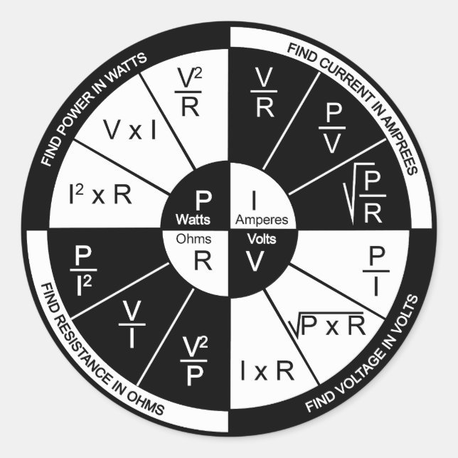 O adesivo da Lei de Ohm- preto e branco (Frente)