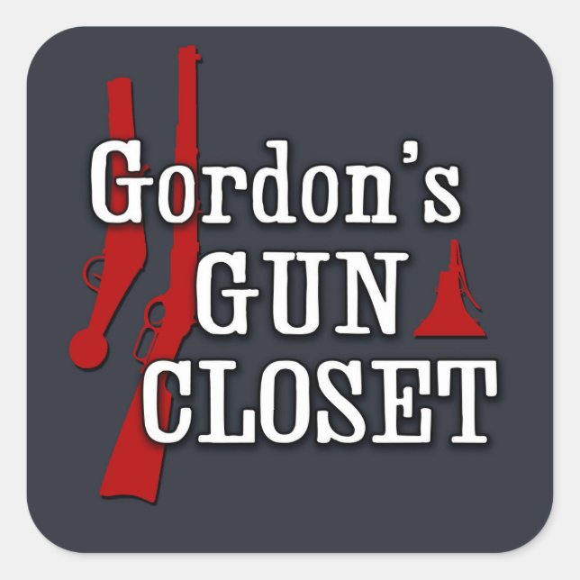 O adesivo do Gordon's Gun Closet (Frente)