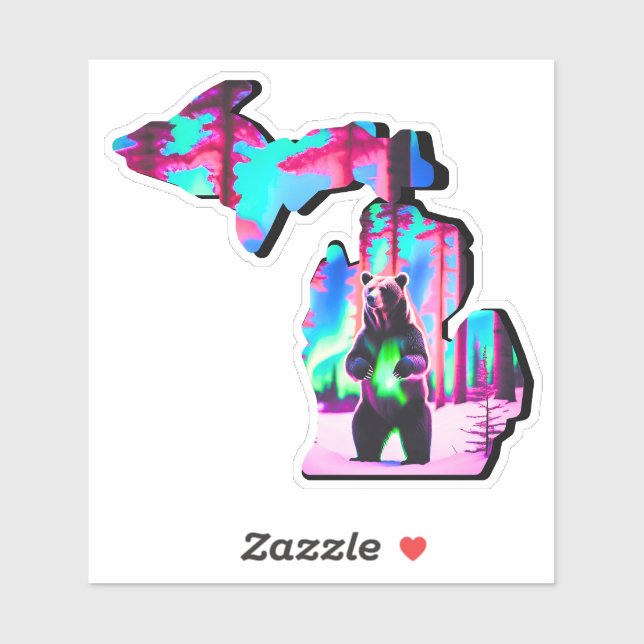 O adesivo do mapa Michigan BEAR! (Folha)