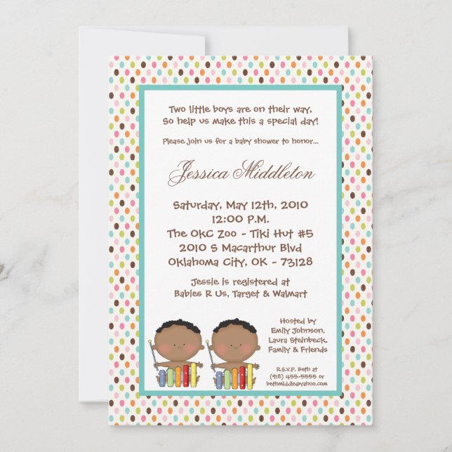 o afro-americano 5x7 JUNTA o convite do chá de (Frente)