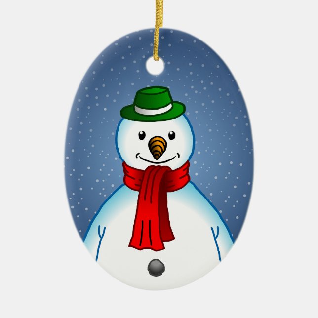 O Alegre Boneco de Neve em um Enfeite de Natal (Frente)