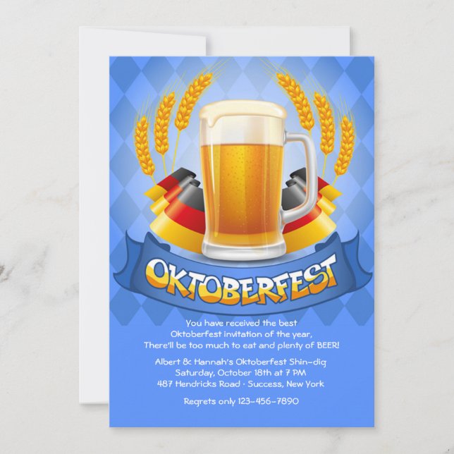 O alemão colore o convite de Oktoberfest (Frente)