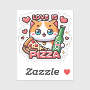 o amor do gato é o adesivo da pizza