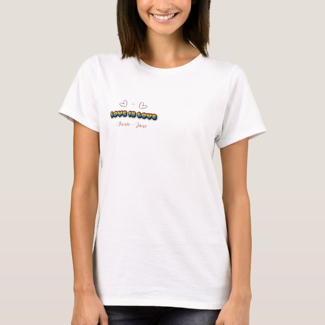 O Amor é Amor Camiseta Arco-Íris LGBTQ (Frente)