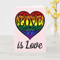 O Amor É Amor Com Cartão De Coração LGBTQ Arco-Íri
