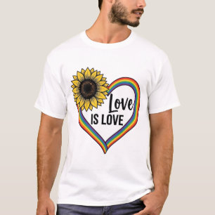 O Amor é Amor Flor de Girassol Coração Camisa Vint