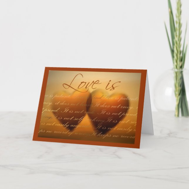 O amor é ... cartão de coração elegante (Frente)