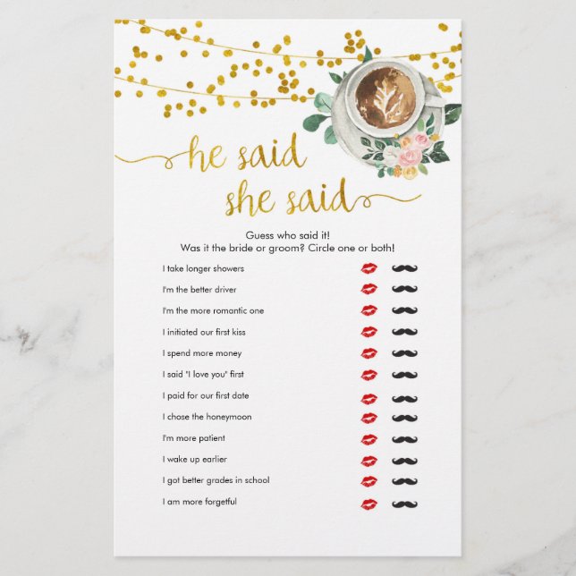 O amor é criar adivinhações que disseram jogos Chá (Frente)