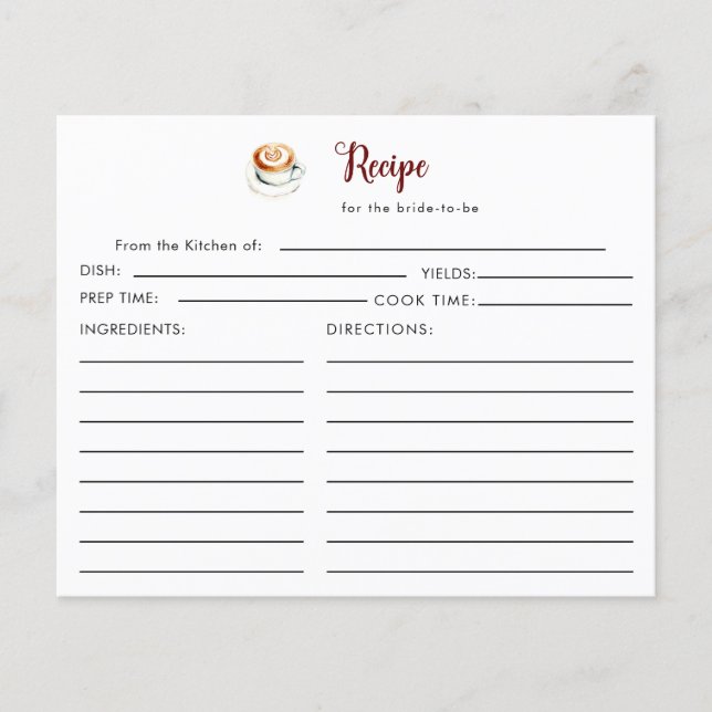 O amor é criar cartão de receita de Chá de panela (Frente)