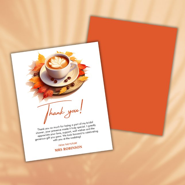 O amor é criar Cartões de agradecimentos de Chá de (Love is Brewing Autumn Fall Bridal Shower Thank You Card )