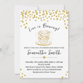 O amor é criar o Chá de chá Dourado convite à relu