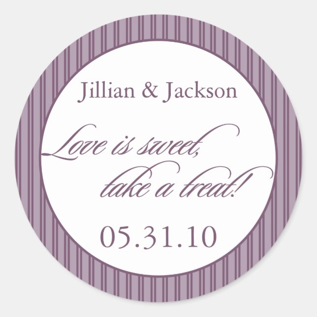 O amor é doce adesivo em roxo (Frente)