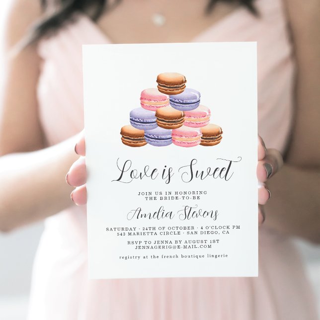 O Amor é Doce (Macaron) | Convite para Chá de Noiv (Criador carregado)