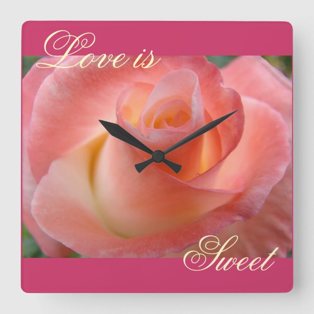 O amor é doce presentes Relógios de parede rosa De (Frente)