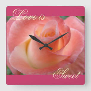 O amor é doce presentes Relógios de parede rosa De