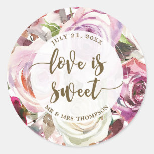 o amor é etiqueta roxa floral doce do favor dos