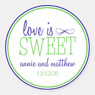 O amor é etiquetas doces (azuis marinhos/verde