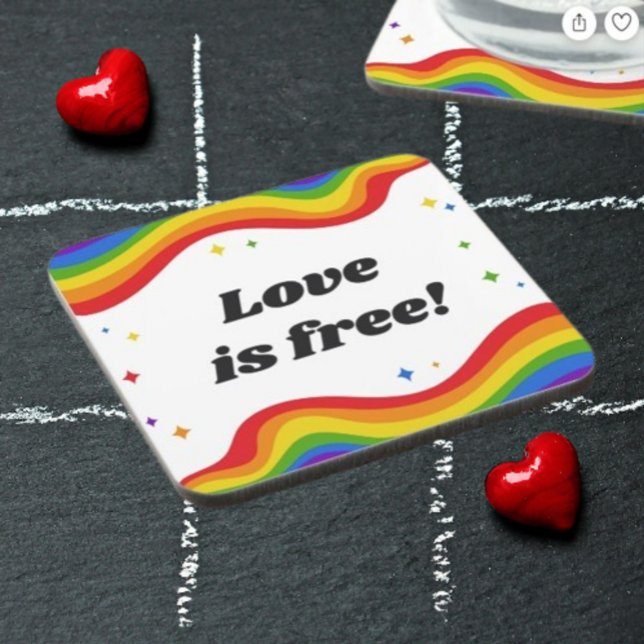 "O Amor é Livre: Porta-Copos Arco-Íris Orgulho" (Criador carregado)