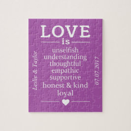 O amor é… nomes, data & quebra-cabeça feitos sob