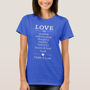 O Amor é ... nomes personalizados e camisas de dat