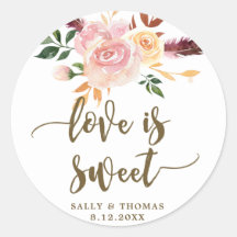 o amor é o doce boho floral cor-de-rosa adesivo