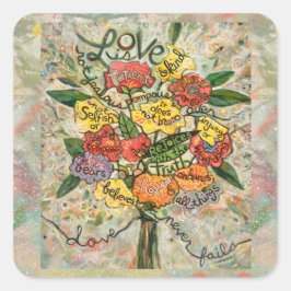 O amor é o paciente, 1 corintiano 13:4-8 adesivo