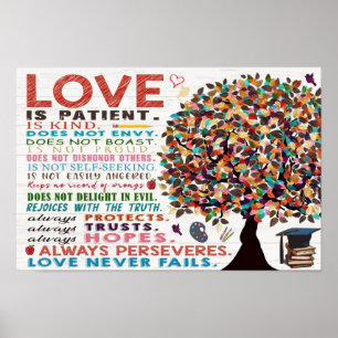 O amor é o paciente Poster de sala de aula
