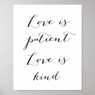 O amor é paciente, amor é - preto - poster amáv
