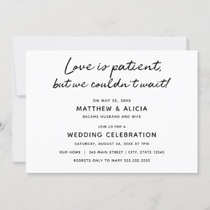 O amor é paciente Anúncio de Casamento Recepção