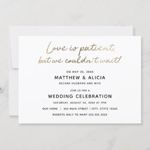O amor é paciente Anúncio de Casamento Recepção