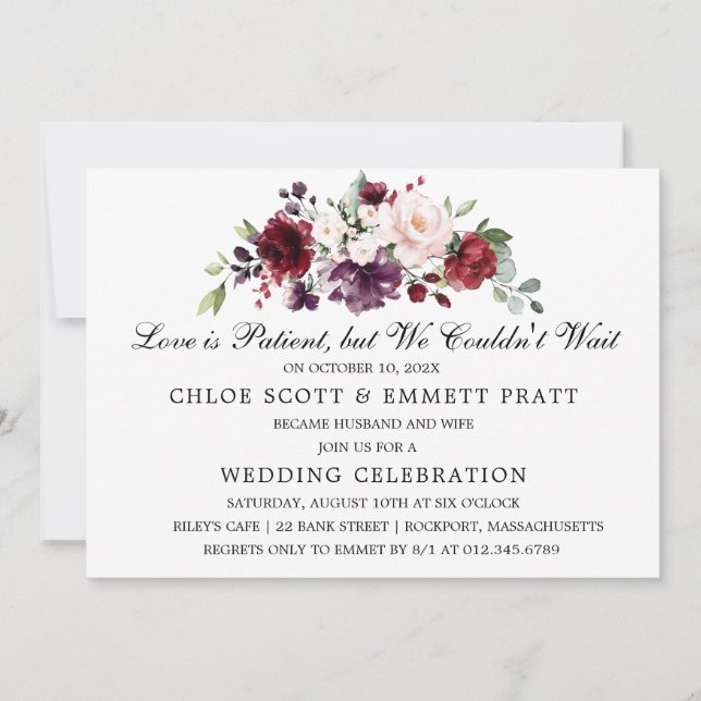 O Amor é Paciente Anúncio de Convite de Casamento (Frente)