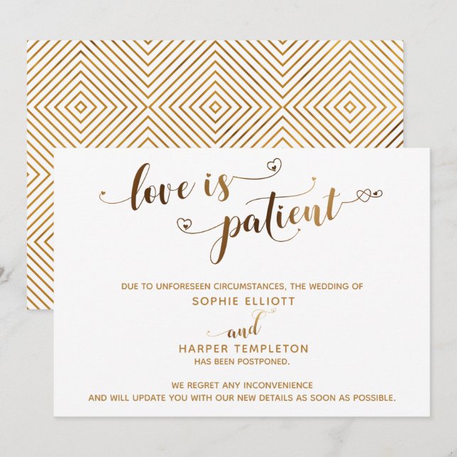 O Amor é Paciente Cartão de Presente de Noivado Ad (Frente/Verso)