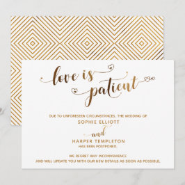 O Amor é Paciente Cartão de Script de Ouro de Casa