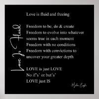 O amor é poema fluido poesia wall art poster black