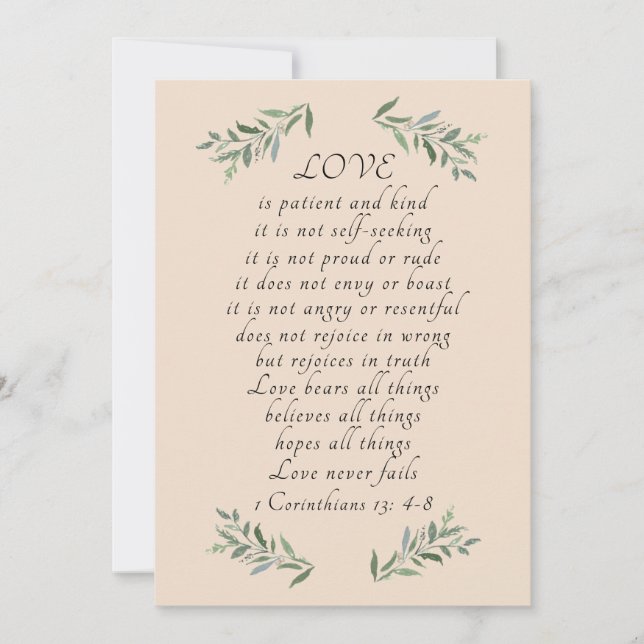 O amor é um cartão paciente. (Frente)