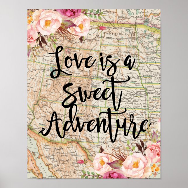 O amor é um pôster de aventura doce (Frente)