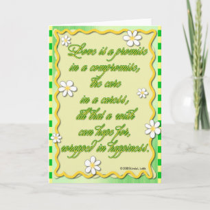 O amor é uma promessa num cartão de compromisso
