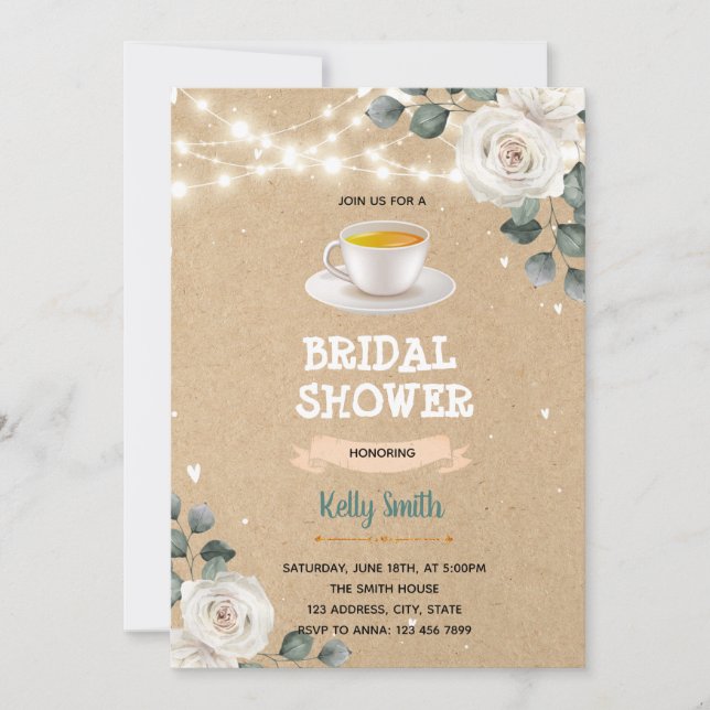 O amor está fazendo convite para o tema do chá de  (Frente)