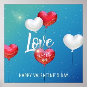 O amor está no impressão do poster dos balões d