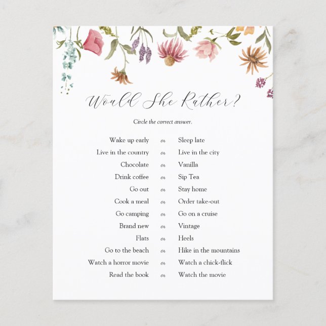 O amor está no jogo de flores silvestres. Ela iria (Frente)