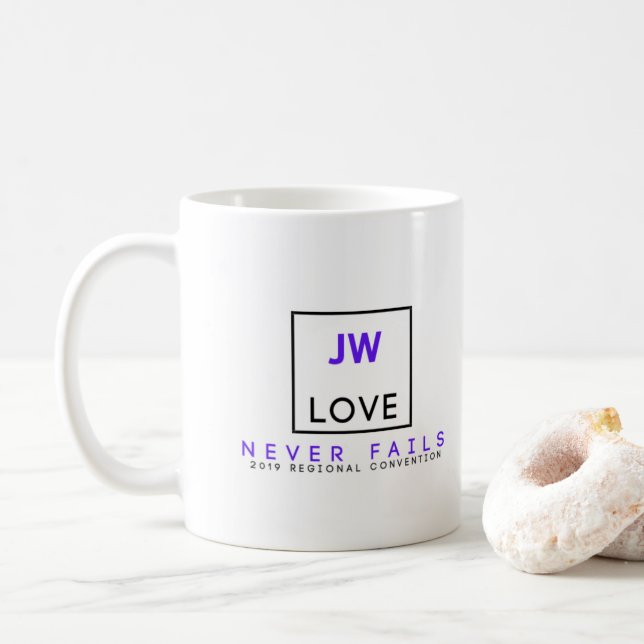 O amor nunca falha a caneca de JW (Com Donut)