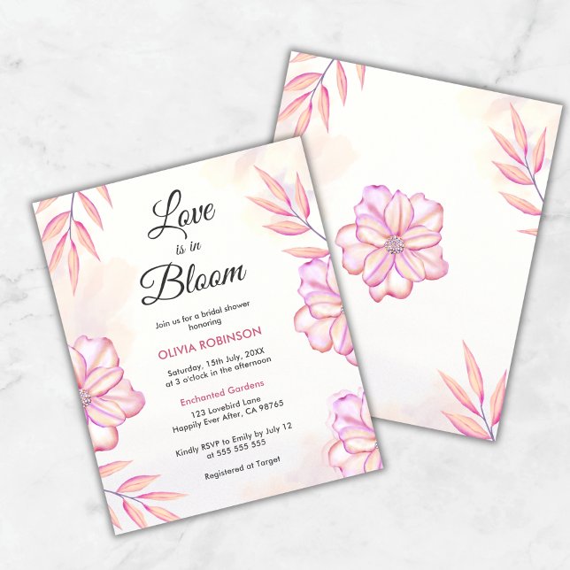 O Amor Orçamental está no Chá de panela Bloom (Budget Love is in Bloom Watercolor Floral Spring Bridal Shower Invitation  )