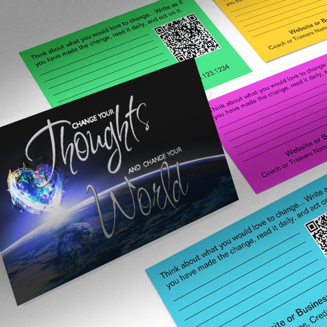 O amor por mudar os Cartões de visitas do mundo (Change Your Thoughts, Change Your World and choose your custom color.)